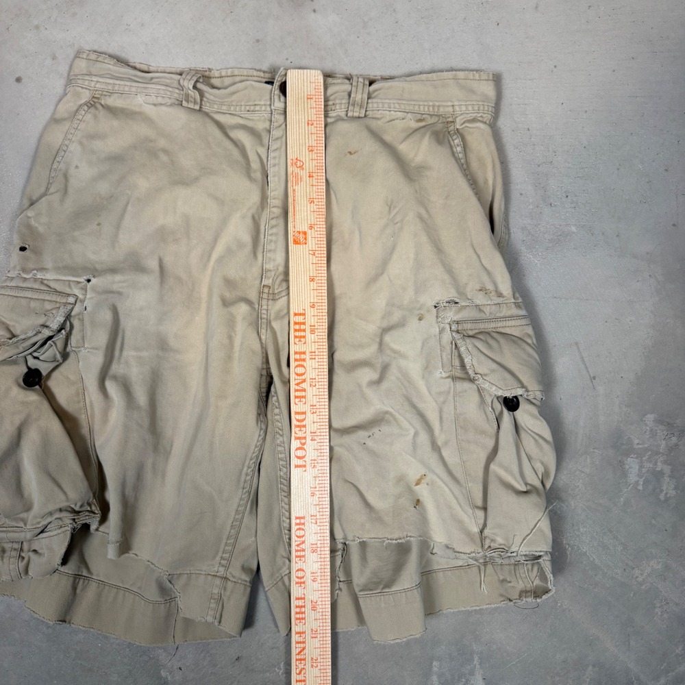 Polo Ralph Lauren Polo 67 Chino Mens Tan Cotton Cargo Shorts Size 34 Distressed - Picture 7 of 7